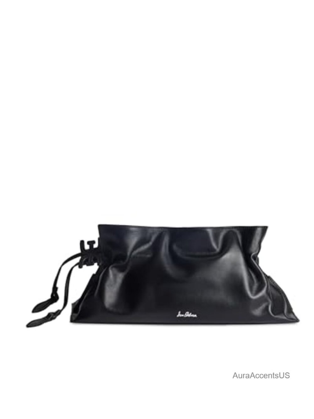Oversized Clutch with SE Logo Pull Drawstring Leather Handbag